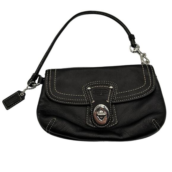 Coach Y2K Legacy Wristlet Mini Clutch Black Leather 2 Pocket - Picture 1 of 9